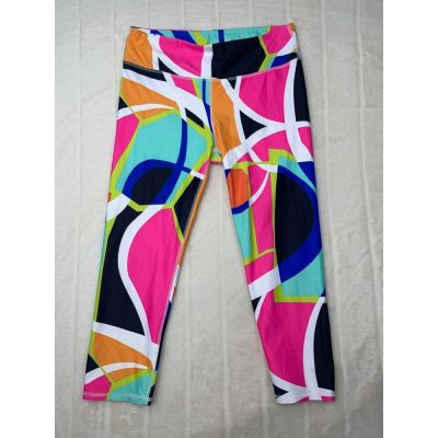 Fabletics Leggings Women M Popsicle Print Define Powerhold Mid Rise Capri Pocket